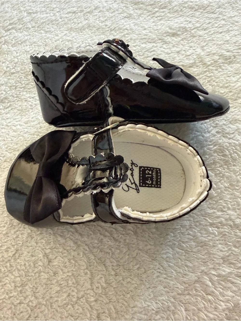 Baby Phat Black Patent Bow Toddler Mary Janes Size 6-12M